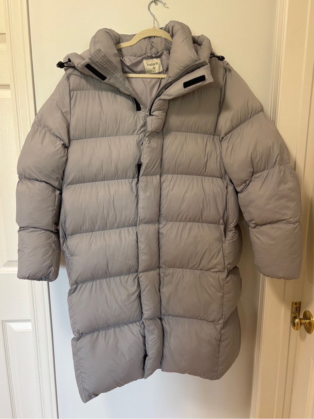 HALARA Women’s Long Sleeve Zipper Longline Casual Puffer Jacket SIZE M grey